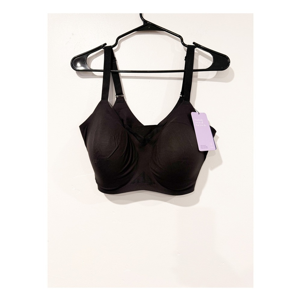 Honeylove Crossover Bra Onyx Black Wireless Support 36DDD F G LWBRO303 NWT